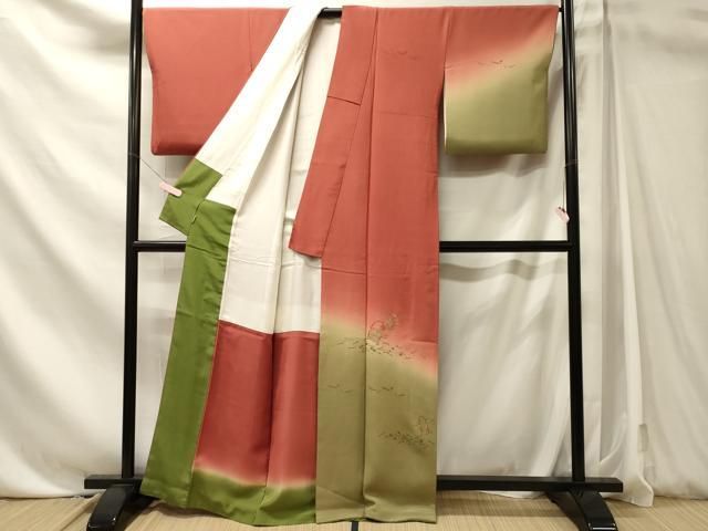 平和屋着物■訪問着 刺繍 花松葉文 暈し染め ますいわ屋扱い 正絹 逸品 CABN4634oy