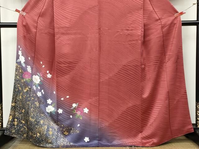 平和屋着物●二代目清次郎 手描き 訪問着 舞花文 暈し染め 金彩 正絹 逸品 CABN4831ut