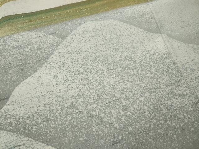 平和屋着物●石川県指定無形文化財 牛首紬 白山工房 手織り 京友禅 村田道宣 訪問着 遠山文 正絹 逸品 CABN4834ut