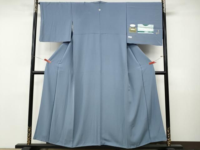 平和屋着物●上質な色無地 金泥染 琥珀 青藤色 反端付き 正絹 逸品 CABN4837ut