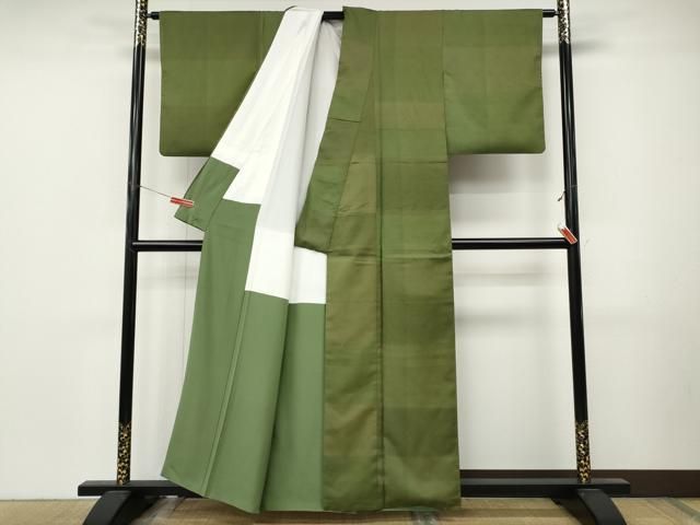 平和屋着物●上質な小紋 紗綾形花地紋 格子柄 正絹 逸品 CABN4840ut