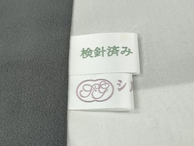 平和屋着物●訪問着 生紬 市松舞葉文 黒地 金彩 ロング丈 反端付き 正絹 逸品 未使用 CABN4842ut