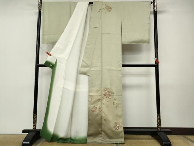 平和屋着物●訪問着 駒刺繍 雪輪草花文 暈し染め 金銀彩 三越扱い 正絹 逸品 未使用 CABN4848ut