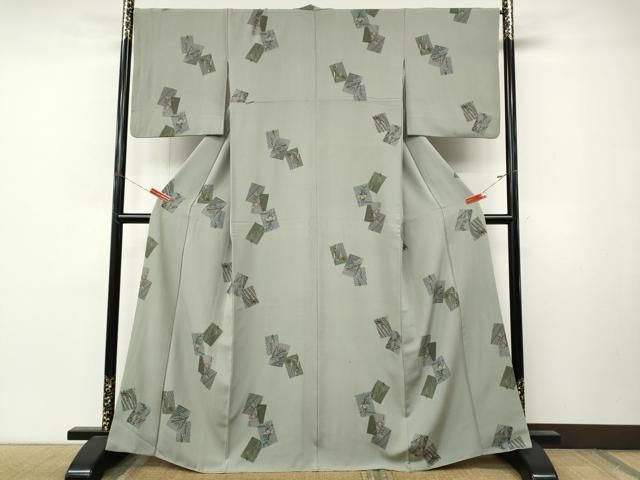 平和屋着物●上質な小紋 色紙重ね草花文 正絹 逸品 CABN4850ut