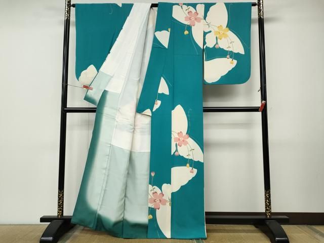 平和屋着物●上質な小紋 花蝶文 金彩 正絹 逸品 CABN4851ut