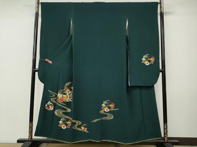平和屋着物●豪華振袖 総刺繍 駒刺繍 流水花蝶文 正絹 逸品 CABN4859ut