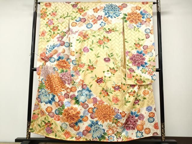 平和屋着物●豪華振袖 駒刺繍 舞花文 金彩 正絹 逸品 CABN4861ut