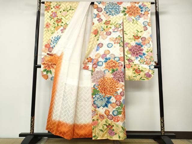 平和屋着物●豪華振袖 駒刺繍 舞花文 金彩 正絹 逸品 CABN4861ut