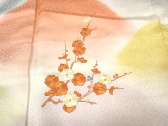 平和屋着物●訪問着 刺繍 遠山枝花文 暈し染め 金糸 正絹 逸品 CABN4882ut