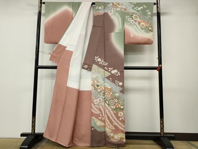 平和屋着物●訪問着 辻が花 駒刺繍 金彩 正絹 逸品 CABN4889ut