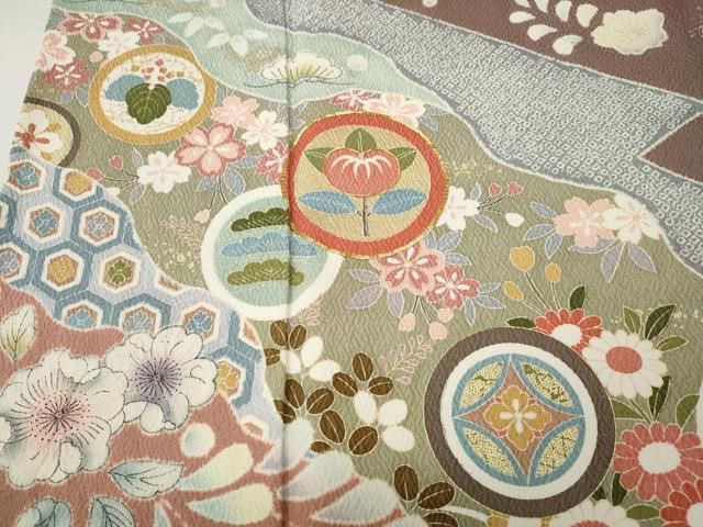平和屋着物●訪問着 辻が花 駒刺繍 金彩 正絹 逸品 CABN4889ut