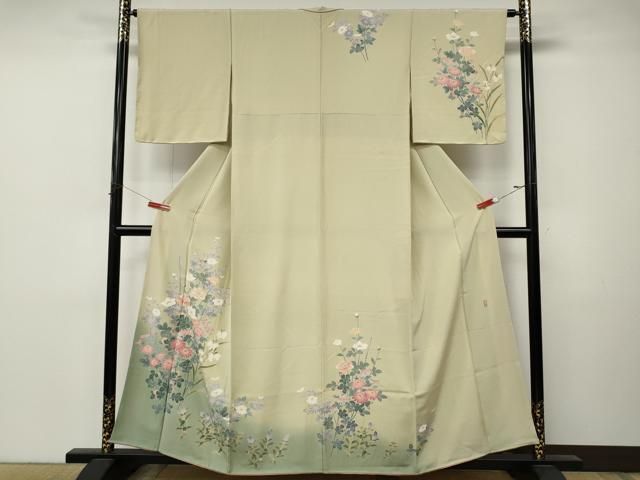 平和屋着物●訪問着 友禅 作家物 枝花文 正絹 逸品 CABN4895ut