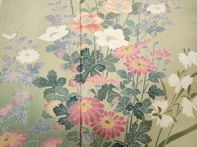 平和屋着物●訪問着 友禅 作家物 枝花文 正絹 逸品 CABN4895ut