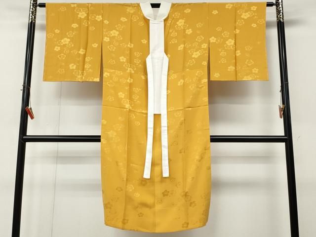平和屋着物●長襦袢 無双仕立て 舞梅地紋 柑子色 正絹 逸品 CABN4901ut