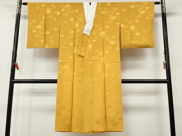 平和屋着物●長襦袢 無双仕立て 舞梅地紋 柑子色 正絹 逸品 CABN4901ut