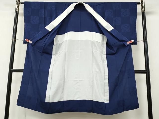 平和屋着物●長襦袢 無双仕立て 市松南天地紋 留紺色 正絹 逸品 CABN4906ut
