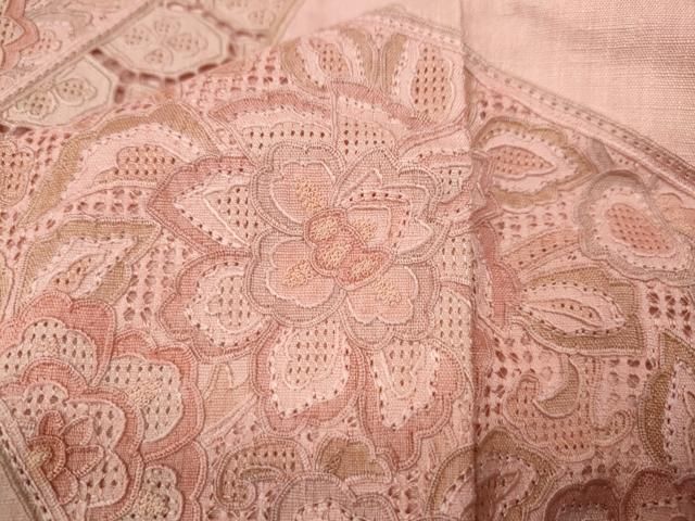 平和屋着物●中国三大刺繍 スワトウ刺繍 汕頭刺繍 総刺繍 訪問着 紬地 切嵌鳳凰花文 正絹 逸品 CABN4911ut