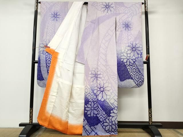 平和屋着物●豪華振袖 総絞り 熨斗舞花文 正絹 逸品 CABN4913ut