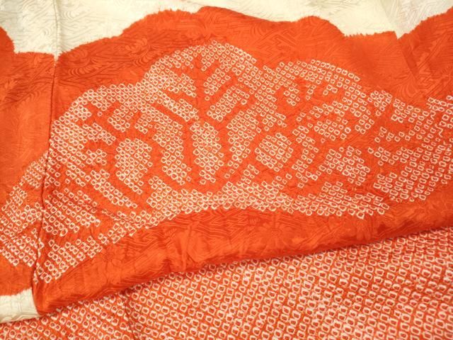 平和屋着物●振袖用長襦袢 無双仕立て 総絞り 飛鶴松文 正絹 逸品 CABN4917ut