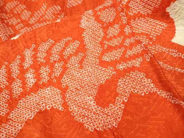 平和屋着物●振袖用長襦袢 無双仕立て 総絞り 飛鶴松文 正絹 逸品 CABN4917ut
