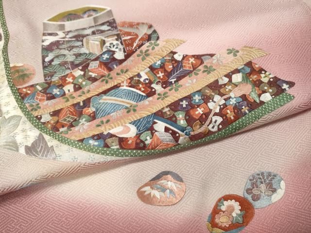 平和屋着物●訪問着 総刺繍 几帳貝桶花文 ロング丈 正絹 逸品 CABN4931ut