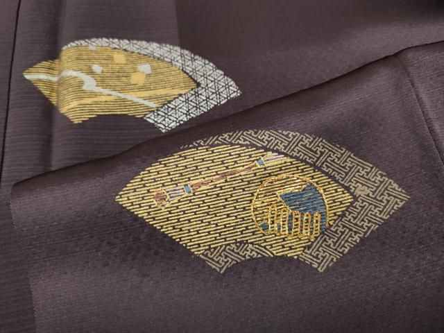 平和屋着物●訪問着 駒刺繍 櫛 簪 地紙花文 金銀彩 正絹 逸品 CABN4935ut