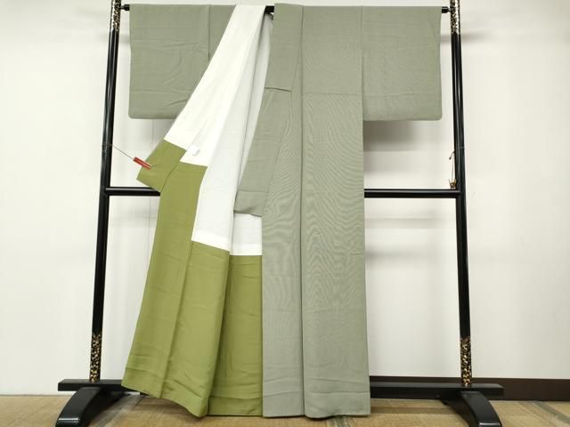 平和屋着物●江戸小紋 万筋 岩井茶色×絹鼠色 正絹 逸品 CABN4937ut