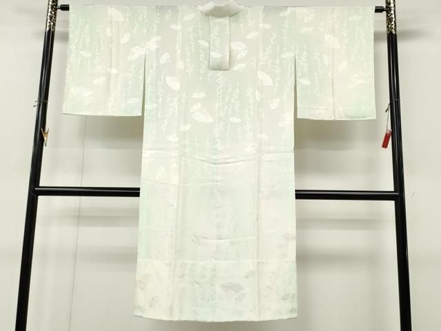 平和屋着物●長襦袢 無双仕立て 扇面草花地紋 暈し染め 半衿刺繍 正絹 逸品 CABN4945ut