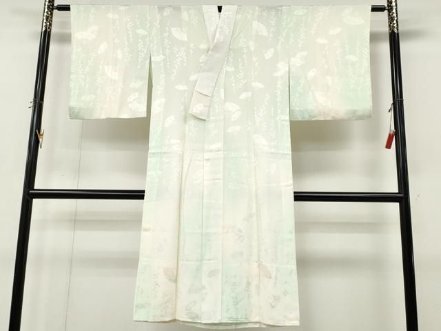 平和屋着物●長襦袢 無双仕立て 扇面草花地紋 暈し染め 半衿刺繍 正絹 逸品 CABN4945ut