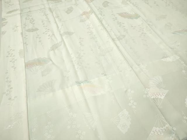 平和屋着物●長襦袢 無双仕立て 扇面草花地紋 暈し染め 半衿刺繍 正絹 逸品 CABN4945ut