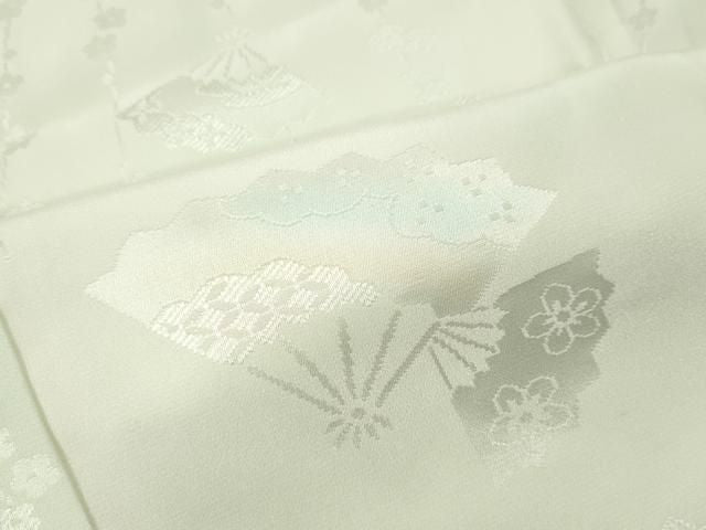 平和屋着物●長襦袢 無双仕立て 扇面草花地紋 暈し染め 半衿刺繍 正絹 逸品 CABN4945ut