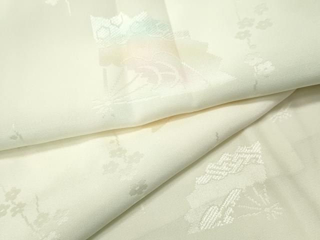 平和屋着物●長襦袢 無双仕立て 扇面草花地紋 暈し染め 半衿刺繍 正絹 逸品 CABN4945ut