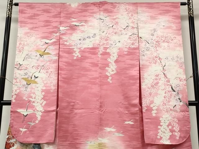 平和屋着物●豪華振袖・長襦袢セット 駒刺繍 立波飛鶴草花文 暈し染め 金銀彩 正絹 逸品 CABN4955ut