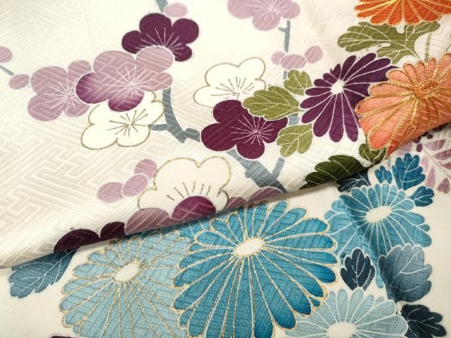 平和屋着物●豪華振袖 駒刺繍 草花文 金彩 正絹 逸品 CABN5004ut