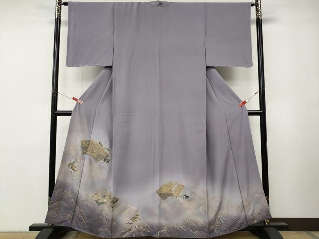 平和屋着物●色留訪問着 寿光織 地紙飛鶴立波花文 暈し染め 金銀糸 さが美扱い 正絹 逸品 未使用 CABN5013ut