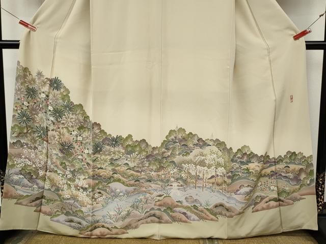 平和屋着物●豪華色留袖 作家物 風景草花文 正絹 逸品 CABN5014ut