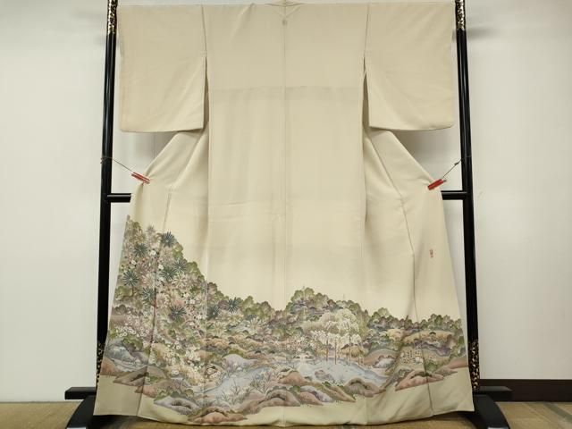 平和屋着物●豪華色留袖 作家物 風景草花文 正絹 逸品 CABN5014ut