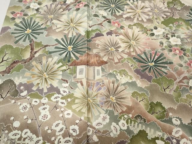 平和屋着物●豪華色留袖 作家物 風景草花文 正絹 逸品 CABN5014ut