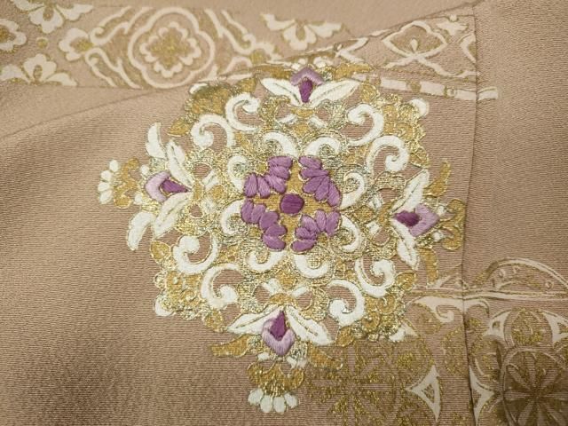 平和屋着物●京の匠日展作家 丹下雄介 訪問着 刺繍 正倉院花文 金彩 やまと誂製 正絹 逸品 CABN5017ut