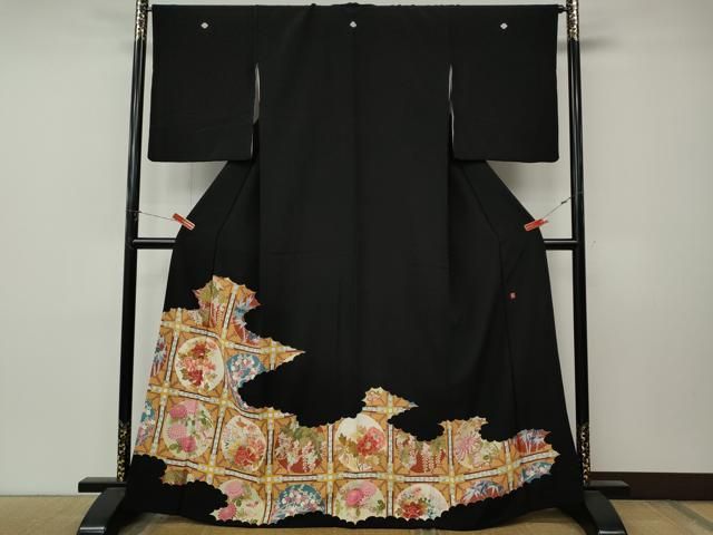 平和屋着物●本加賀友禅作家 束藤岳 黒留袖 雲取り花鳥丸文 正絹 逸品 CABN5026ut