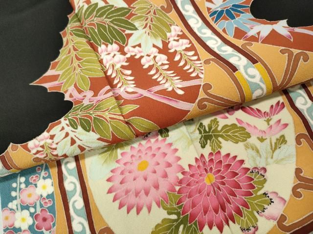 平和屋着物●本加賀友禅作家 束藤岳 黒留袖 雲取り花鳥丸文 正絹 逸品 CABN5026ut