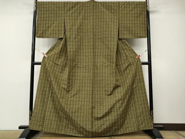 平和屋着物●上質な紬 花織 吉祥間道 正絹 逸品 CABN5027ut
