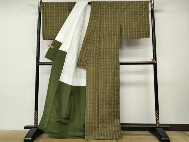 平和屋着物●上質な紬 花織 吉祥間道 正絹 逸品 CABN5027ut
