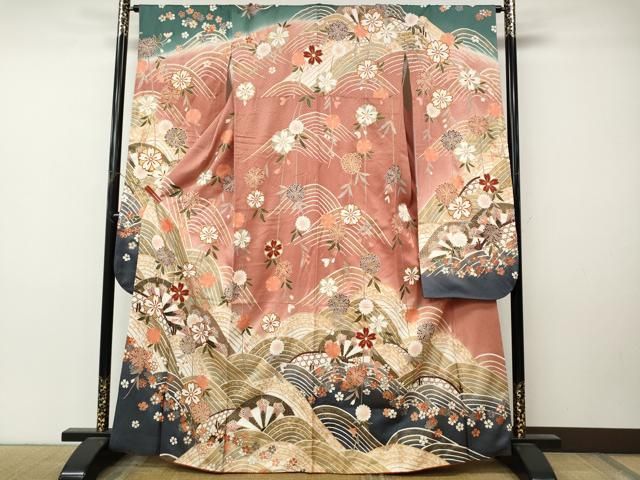 平和屋着物●豪華振袖 片輪車枝垂れ花文 金彩 正絹 逸品 CABN5030ut