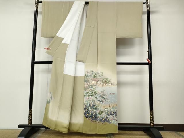 平和屋着物●本加賀友禅作家 酉川健一 色留袖 風景渡橋草木文 暈し染め 正絹 逸品 CABN5031ut