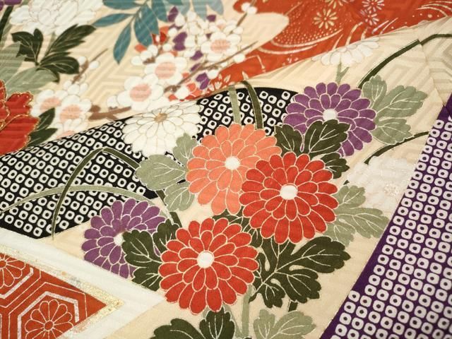 平和屋着物●豪華振袖 駒刺繍 花車文 金銀彩 正絹 逸品 CABN5043ut