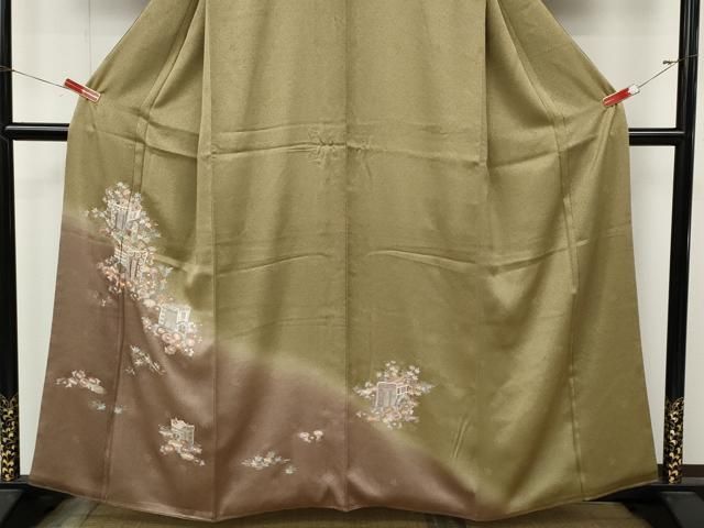 平和屋着物●訪問着 総刺繍 御所車花文 暈し染め 正絹 逸品 CABN5052ut