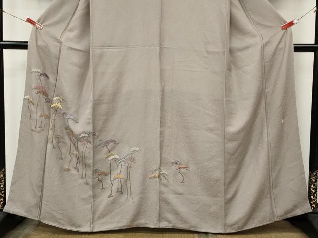 平和屋着物●伝統工芸師 服部光擴 訪問着 江戸小紋 総刺繍 駒刺繍 松 正絹 逸品 未使用 CABN5066ut