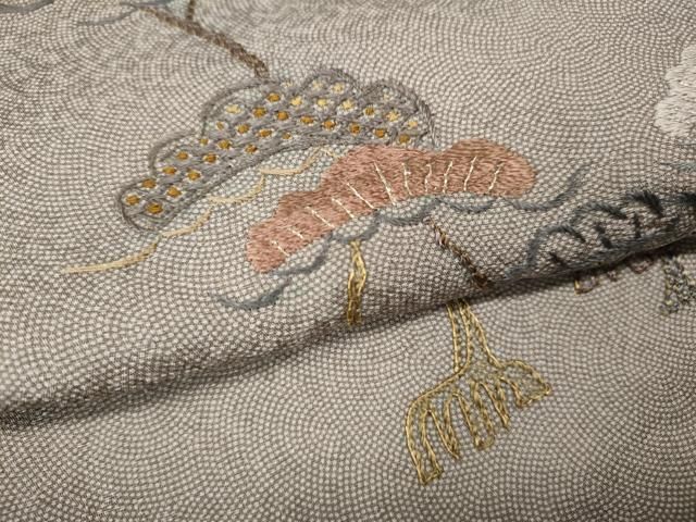 平和屋着物●伝統工芸師 服部光擴 訪問着 江戸小紋 総刺繍 駒刺繍 松 正絹 逸品 未使用 CABN5066ut