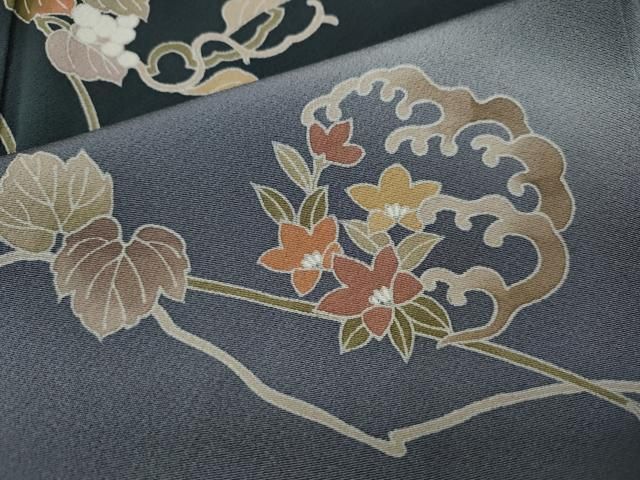 平和屋着物●訪問着 南天蔦の葉文 暈し染め 鈴乃屋扱い 正絹 逸品 CABN5070ut